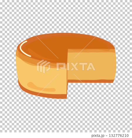 Illustration of two slices cut from a whole cheesecake 132776210