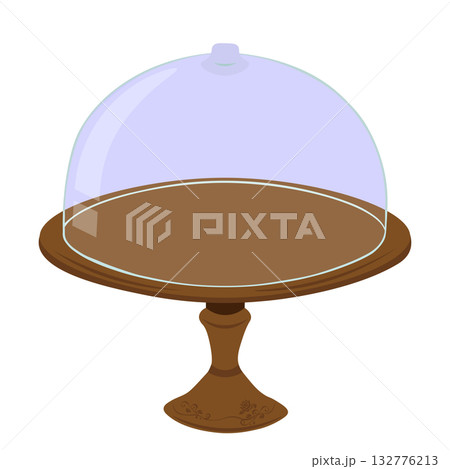 薔薇がデザインされた木製のケーキスタンドのイラスト 132776213