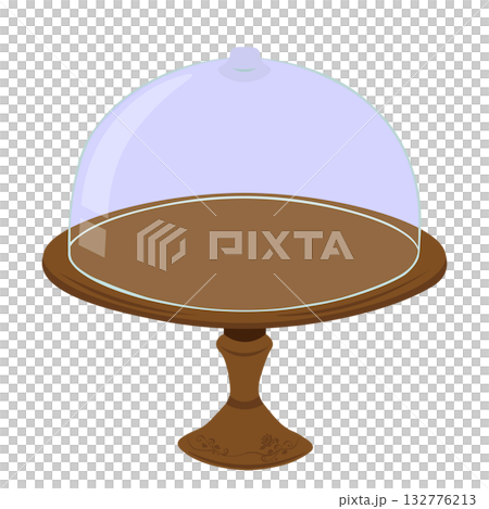薔薇がデザインされた木製のケーキスタンドのイラスト 132776213
