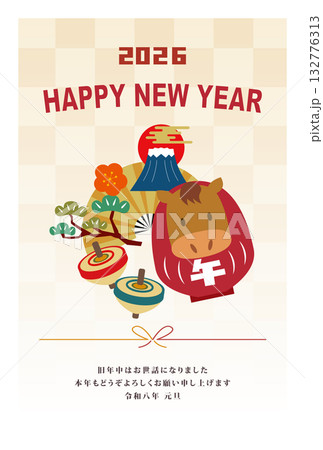 年賀状 2026年 午年 年賀状 2026年 午年 132776313