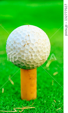 ゴムティーの上のゴルフボール ゴムティーの上のゴルフボール 132777027