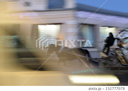 Horse, city street, motion blur Horse, city street, motion blur 132777078