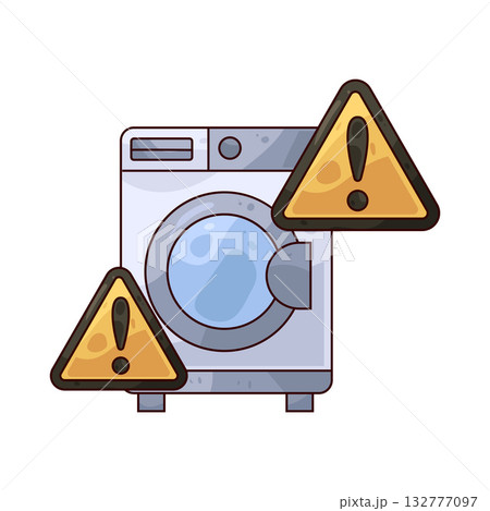 illustration of warning washing machine 132777097