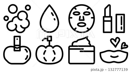 ビューティー、美容をイメージしたアイコンセット。ベクターイラスト。 ビューティー、美容をイメージしたアイコンセット。ベクターイラスト。 132777139