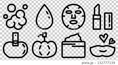 ビューティー、美容をイメージしたアイコンセット。ベクターイラスト。 ビューティー、美容をイメージしたアイコンセット。ベクターイラスト。 132777139