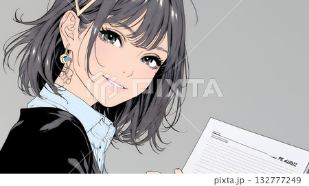 書類を確認するビジネスウーマン 132777249