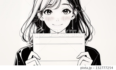 書類を確認するビジネスウーマン（シンプルな色使い）