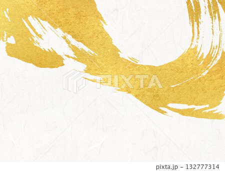 金色の毛筆アートのある和風背景 132777314