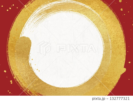 金色の毛筆アートのある和風背景 132777321