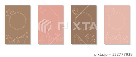 ナチュラルリーフの装飾テンプレートセット 132777939