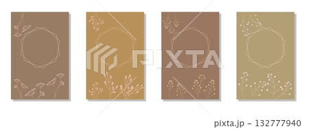 ナチュラルリーフの装飾テンプレートセット ナチュラルリーフの装飾テンプレートセット 132777940