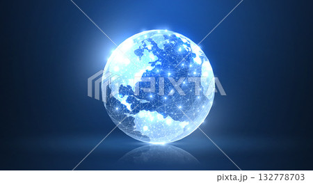 Globe. Polygonal wireframe mesh earth globe with. Global connection technology Globe. Polygonal wireframe mesh earth globe with. Global connection technology 132778703