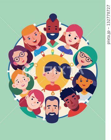 Abstract circle from diverse people. Flat vector illustration Abstract circle from diverse people. Flat vector illustration 132778727