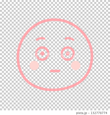 Emoji with eyes wide open and cheeks flushed - Hand-drawn illustration of a blushing/flushed face 132778774