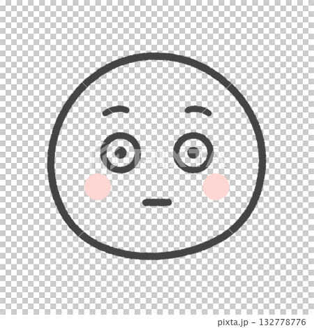 Emoji with eyes wide open and cheeks flushed - Hand-drawn illustration of a blushing/flushed face 132778776