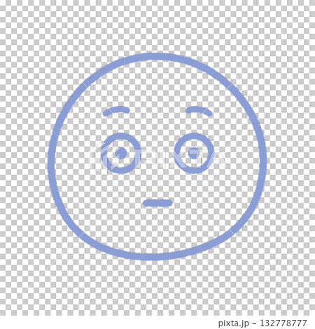 睜大眼睛、表情僵硬的表情符號 - 手繪插圖，描繪了一張驚訝、僵硬、面無表情的臉 132778777