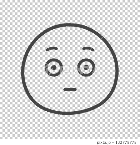 Emoji with eyes wide open and frozen - Hand-drawn illustration of a surprised and frozen expressionless face Emoji with eyes wide open and frozen - Hand-drawn illustration of a surprised and frozen expressionless face 132778778