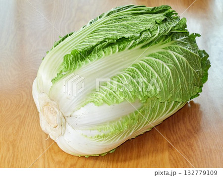 chinese cabbage on wooden background 132779109