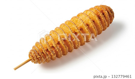 Crispy Tornado Potato on White Background Crispy Tornado Potato on White Background 132779461