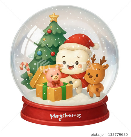 かわいい歯サンタのスノードーム かわいい歯サンタのスノードーム 132779680