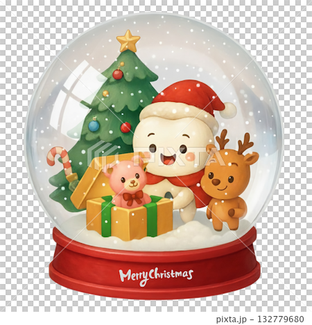 かわいい歯サンタのスノードーム かわいい歯サンタのスノードーム 132779680