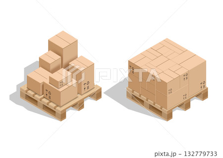Cardboard boxes stacked on a pallet Cardboard boxes stacked on a pallet 132779733