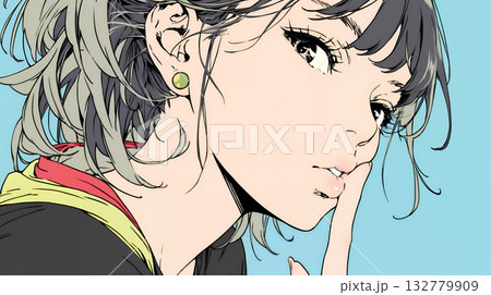 指を唇に当てて「シーShh」というジェスチャーをしている女性 132779909