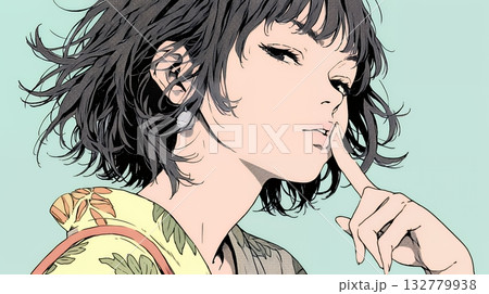 指を唇に当てて「シーShh」というジェスチャーをしている女性 132779938