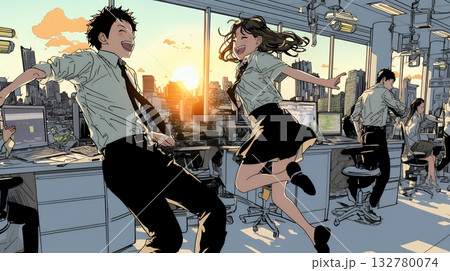 仕事の成功を心から喜んでいるビジネスパーソン