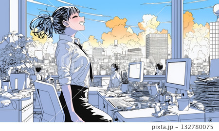 仕事の成功を心から喜んでいるビジネスパーソン 132780075