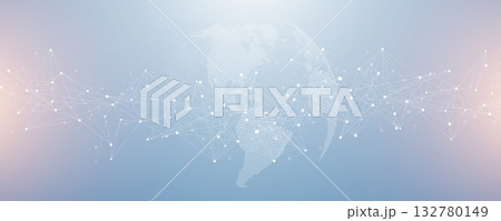 Global network connection banner design template. Header social network communication in the global business concept. Big data visualization. Internet technology 132780149