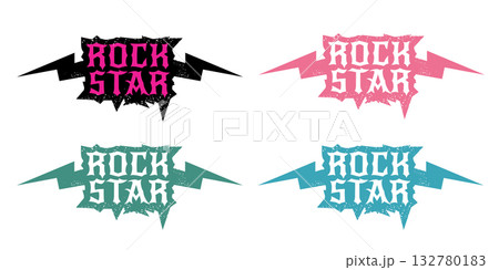 Rockstar Label Design Vector Bold Pink and Yellow Grunge Text with Lightning Bolts on Black and White Backgrounds, Ideal for Music, Fashion, and Branding. Rock star label ,print and sticker design Rockstar Label Design Vector Bold Pink and Yellow Grunge Text with Lightning Bolts on Black and White Backgrounds, Ideal for Music, Fashion, and Branding. Rock star label ,print and sticker design 132780183