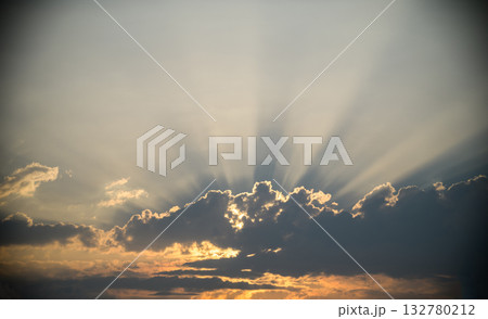 Sky background, the sunset over copy space 132780212