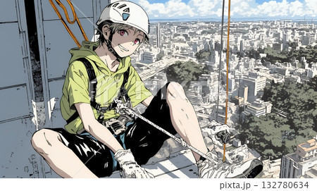 高所で作業をしている男性作業員