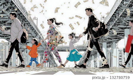 ワーク・ライフ・バランス：ビジネスパーソンが仕事と家庭のバランスをとっている