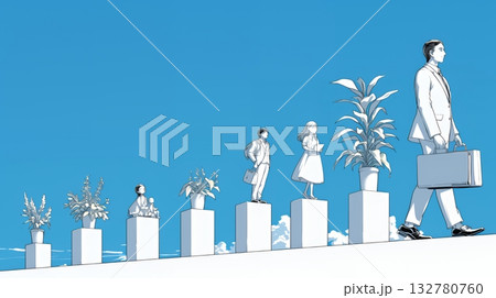 ワーク・ライフ・バランス：ビジネスパーソンが仕事と家庭のバランスをとっている