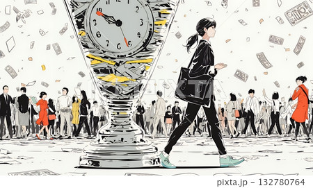 ワーク・ライフ・バランス：ビジネスパーソンが仕事と家庭のバランスをとっている