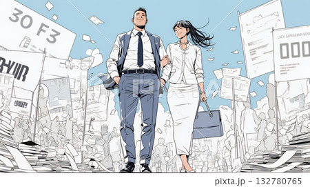 ワーク・ライフ・バランス：ビジネスパーソンが仕事と家庭のバランスをとっている