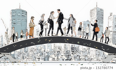 ワーク・ライフ・バランス：ビジネスパーソンが仕事と家庭のバランスをとっている