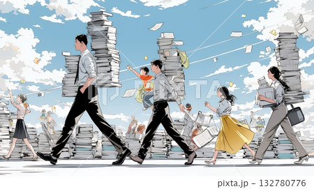 ワーク・ライフ・バランス：ビジネスパーソンが仕事と家庭のバランスをとっている