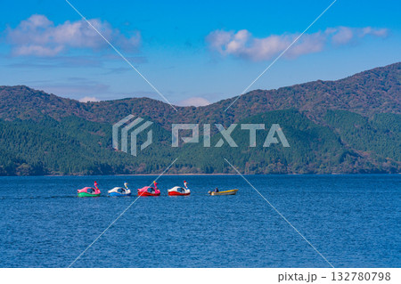 【神奈川県】芦ノ湖のスワン型ボート　富士山 132780798