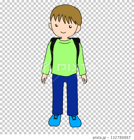 立っている小学生の全身イラスト（男の子1） 132780887