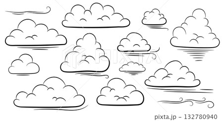 black and white style icon of clouds 132780940