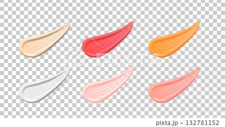 Cosmetic texture brush stroke set (cream, lip, cheek, foundation) 132781152