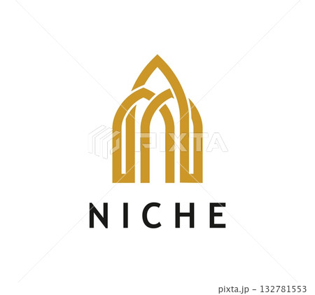 Niche arch icon for architecture building or interior furniture, vector emblem. Niche arch icon of door or window columns in line style for house construction company or castle and palace window frame Niche arch icon for architecture building or interior furniture, vector emblem. Niche arch icon of door or window columns in line style for house construction company or castle and palace window frame 132781553