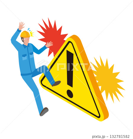 危険個所と焦る作業員 132781582