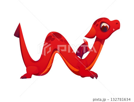 Asian red dragon character font letter W. Fantasy monster kids ABC typeset element, red dragon cartoon vector letter. Fairy reptile character font symbol or English alphabet type sign Asian red dragon character font letter W. Fantasy monster kids ABC typeset element, red dragon cartoon vector letter. Fairy reptile character font symbol or English alphabet type sign 132781634