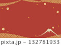 富士山と鹿の子模様の正月背景イラスト 132781933
