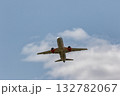 A jet passenger plane flies in the clouds 132782067