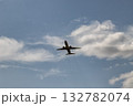 A jet passenger plane flies in the clouds 132782074